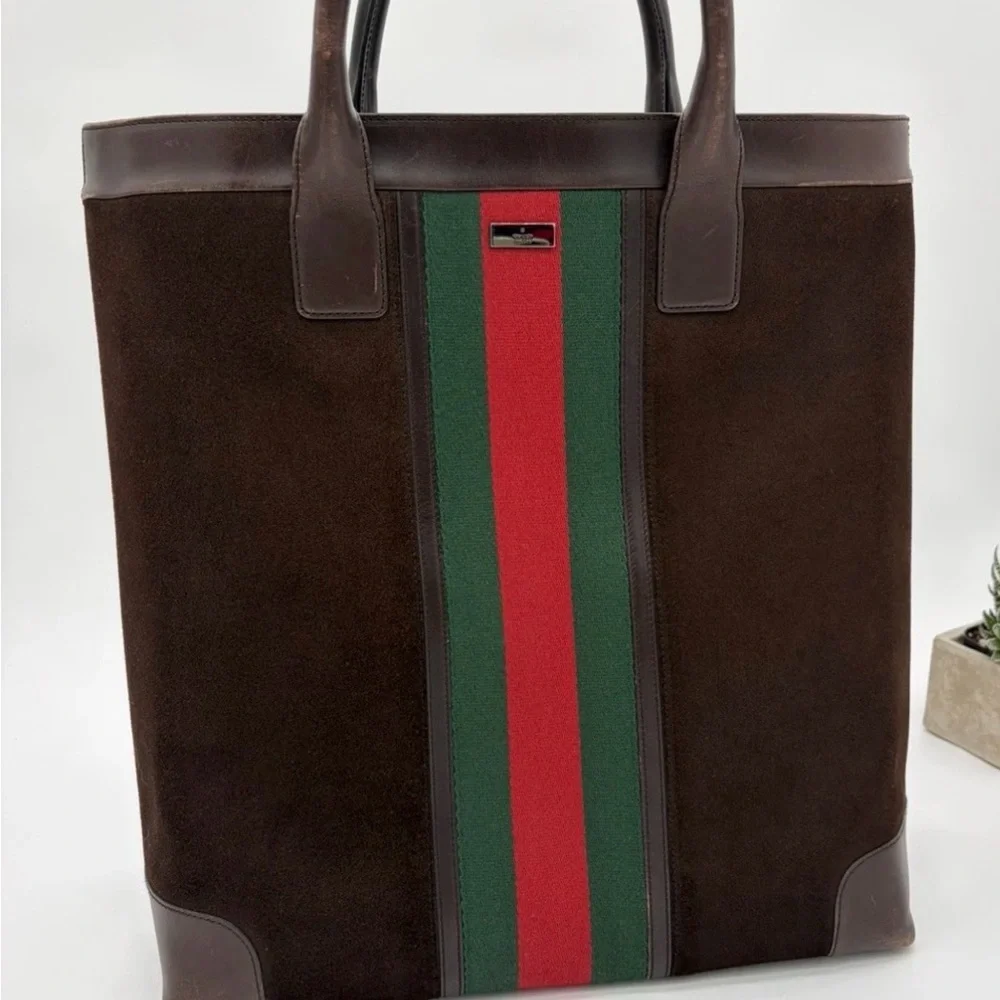 Gucci Brown Suede Ophidia Sherry line tote